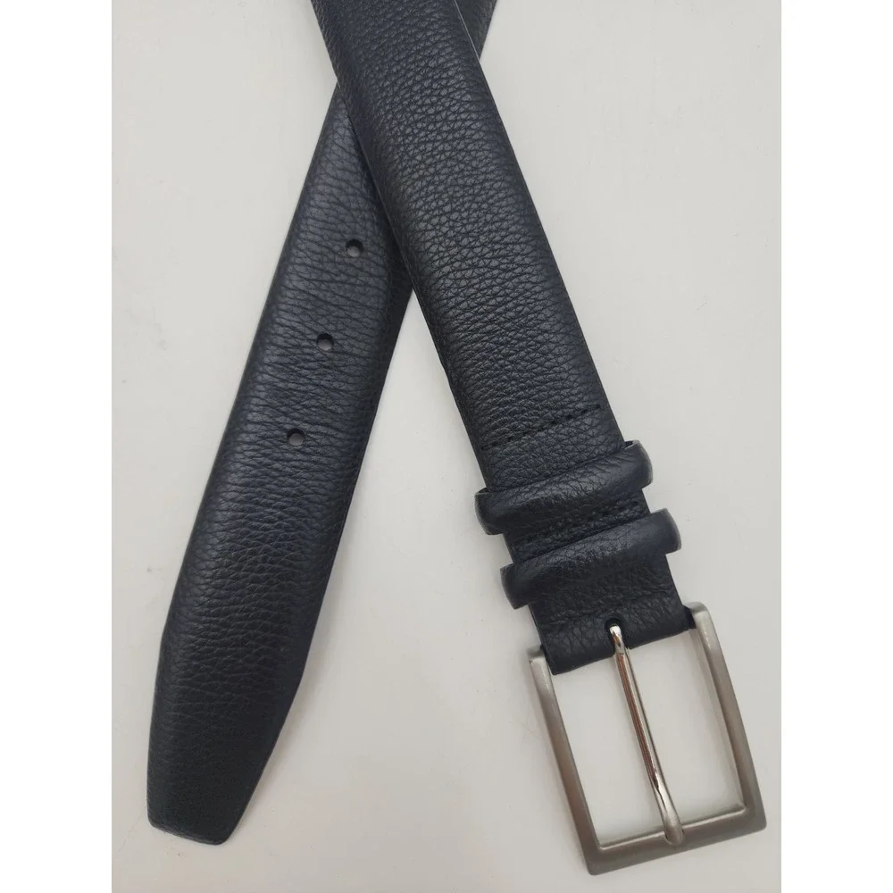 Daniel Cremieux Black Belt Silver Tone Buckle Double Loop Italian Leather Sz 40